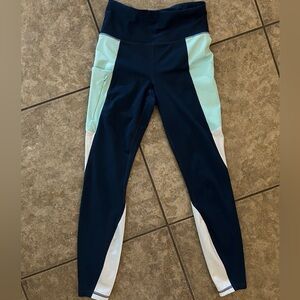 Avia Colorblock Leggings in Navy and Mint